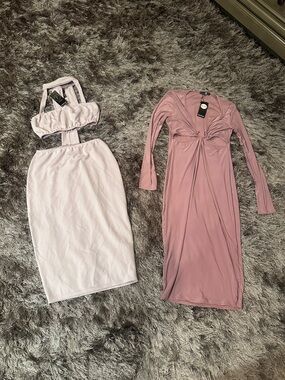 2 women’s dress boo hoo lavender and mauve size 8 and 10 nwt